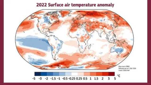 La Tierra sufrió temperaturas récord a lo largo de 2022. (Foto: ERA5/Copernicus Climate Change Service/ECMWF)